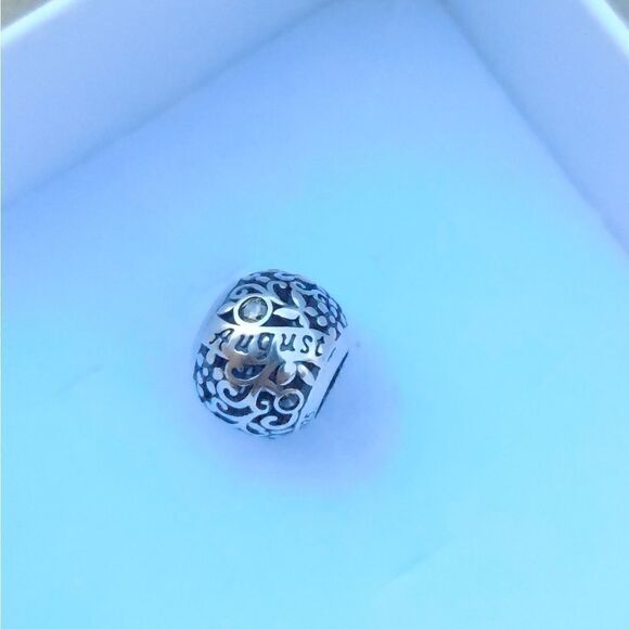 925 Silver August Birthstone Charm - Picture 2 of 4